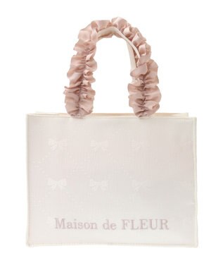 Maison de FLEUR リボン柄ジャカードスクエアトートSバッグ Ivory