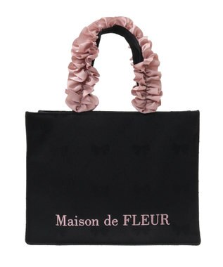 Maison de FLEUR リボン柄ジャカードスクエアトートSバッグ Black