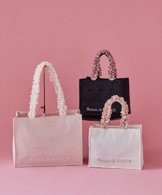 Maison de FLEUR リボン柄ジャカードスクエアトートSバッグ Black