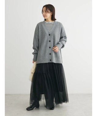 Green Parks 洗える　Ｖネックニットカーディガン Gray Mixture