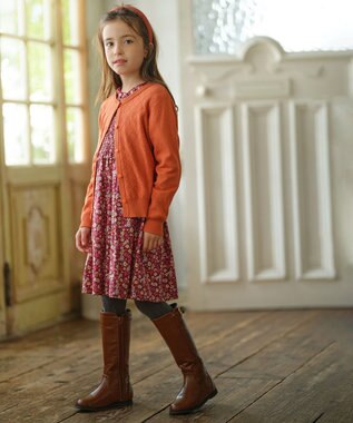 組曲 KIDS 【150-160cm】Flower tea party ワンピース ワイン系5