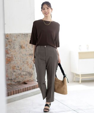 ANY SIS ウーステッドエステル テーパード パンツ モカグレー