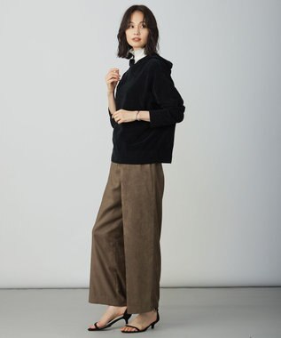 J.PRESS LADIES CHENILLE フーデッド ニット ブラック系