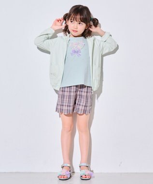 ANY KIDS 裾 スカラップ チェック パンツ ベージュ系チェック