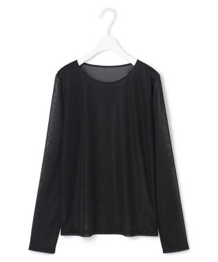 ICB L 【洗える】 マットトリコットチュール シアーカットソー ブラック系