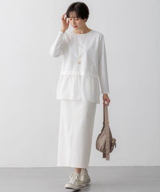 23区 【洗える】シアータフタ コンビ カットソー ホワイト系