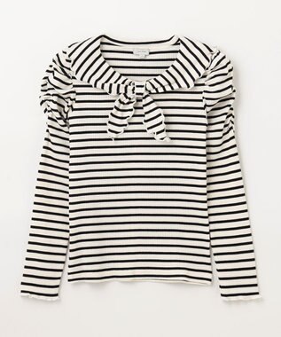 ANY KIDS リボン テレコボーダー Ｔシャツ ホワイト×ブラック