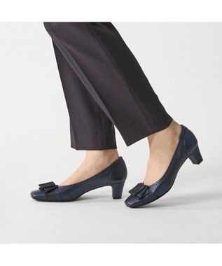 Riz raffinee <Riz raffinee>ドレープデザインモチーフパンプス ネイビーメタリック