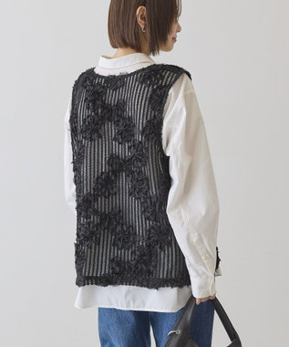 AMERICAN HOLIC 【選べる丈】Ｖネックレースベスト Black