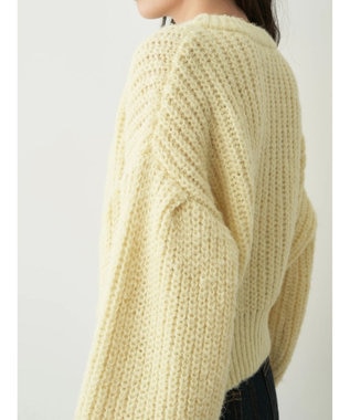 earth music&ecology ヘアリーショートニットカーディガン Light Yellow