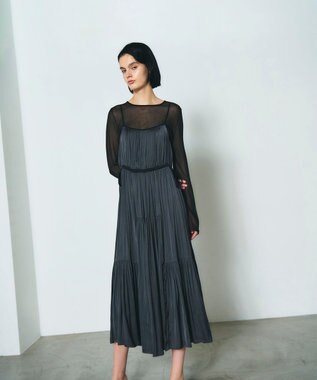 GRACE CONTINENTAL ギャザーキャミソールワンピース グレー