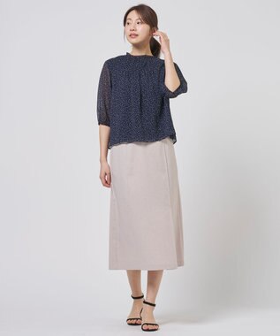 J.PRESS LADIES リネンバイオシャンブレー Aライン スカート ベージュ系