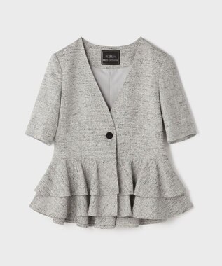 GRACE CONTINENTAL ペプラムツイードジャケット グレー