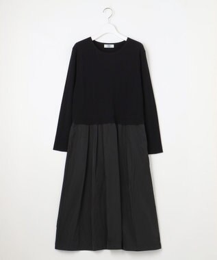J.PRESS LADIES 【WEB限定・洗える】ニット コンビ ワンピース ブラック系