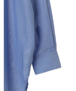 Green Parks 綿麻混タブ付オーバーサイズシャツチュニック Sax