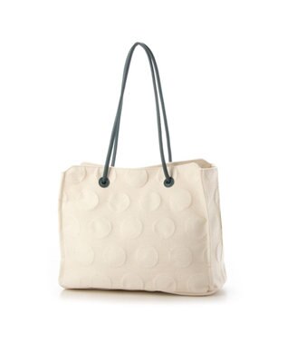 Y'SACCS ヒートエンボス ポルカドットキャンバストートSサイズ ブルー