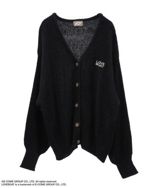 Green Parks ■ＬＯＶＥ　ＢＯＡＴ　ロゴ刺繍ニットカーディガン Black