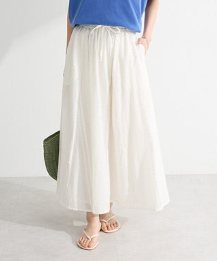 Green Parks Ｉ　シアーサッカーギャザースカート Ivory