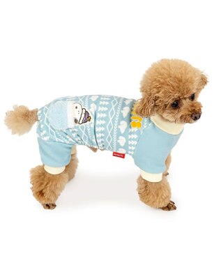 PET PARADISE スヌーピー ペティヒートDAN ロンパース 《雪柄》 小型犬 ライトブルー
