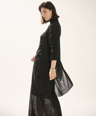 uncrave シアーニット リブロングカーディガン ブラック