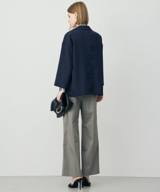 ICB L ドライアセテートスラブ 8分袖ジャケット ネイビー