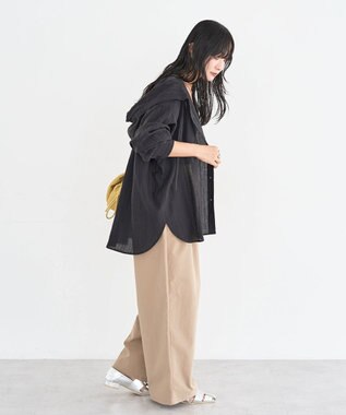 Green Parks シアーフードシャツ Black