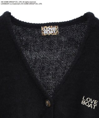 Green Parks ■ＬＯＶＥ　ＢＯＡＴ　ロゴ刺繍ニットカーディガン Black