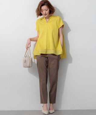 23区 L 【CanCam掲載】リネンレーヨンストレッチ テーパード パンツ ブラウン系