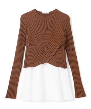 BEIGE， 【WEB限定】AMBRE / キャミ付きクロップドニット Camel