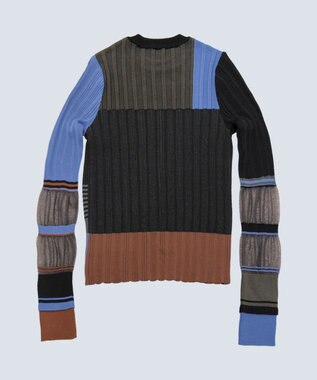 COQ FLAG カラーブロックリブニット チャコールグレー