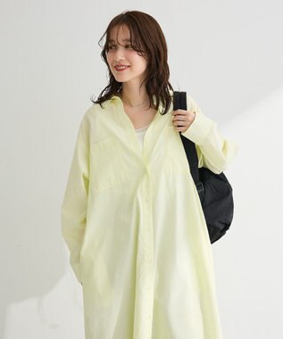 Green Parks ＵＶカットシャツワンピース Stripe Yellow