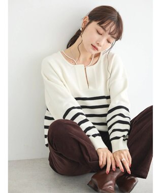 AMERICAN HOLIC バイパチスキッパーニットプルオーバー Border Ivory