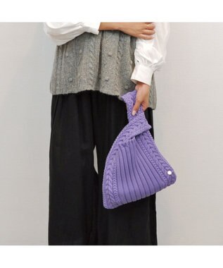UNBILLION cachecache ケーブル編みショッパーバッグ ラベンダー