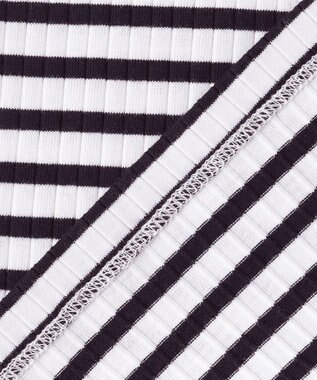 組曲 L ベーシックリブTシャツ オフ×ブラック系1