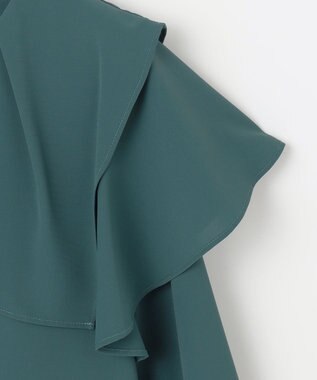 ANY SIS L 【洗える】スクエアラッフルカラー ブラウス ディープグリーン