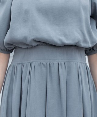 Tiaclasse L 【洗える】麻調ギャザーワンピース ブルー