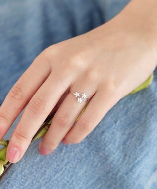 Tiaclasse ボタニカルモチーフストーンリング シルバーB