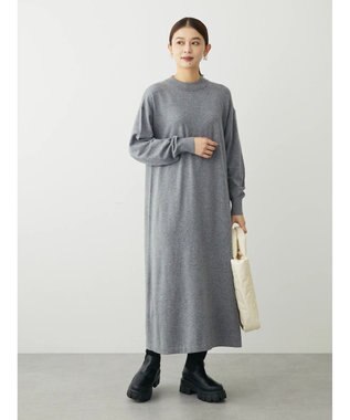 Green Parks もちやわ　ハイゲージニットワンピース Dark Gray Mixture