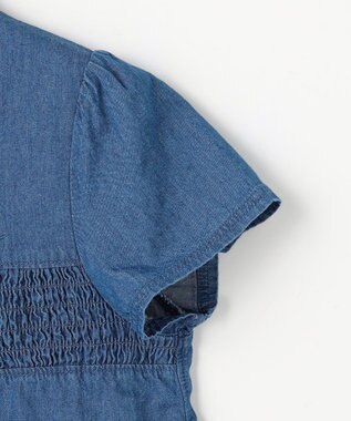 組曲 KIDS 【150-160㎝】 フラワーボタンデニムワンピース ネイビー