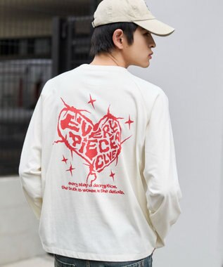 WEGO 【ユニセックス着用ITEM/MLサイズ展開】スリーブロゴグラフィックラグランT（LS） ホワイト