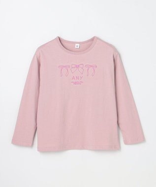 ANY KIDS 【Good Price】 ANY刺繍 長袖Tシャツ ピンク