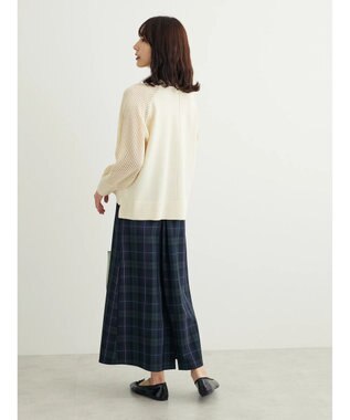 Green Parks ショルダーメッシュニットプルオーバー Ivory