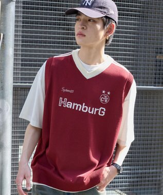 WEGO 【２点SET】アンサンブルゲームロゴニットベスト ワイン