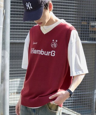 WEGO 【２点SET】アンサンブルゲームロゴニットベスト ワイン