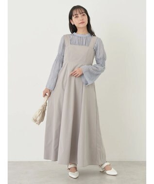 earth music&ecology ステッチジャンドレ Gray Beige