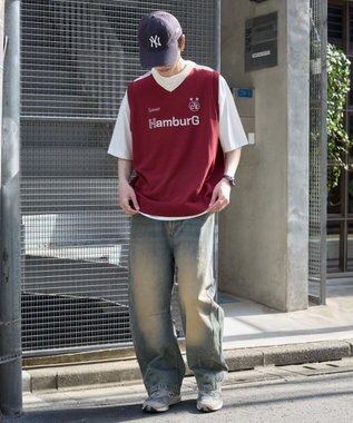 WEGO 【２点SET】アンサンブルゲームロゴニットベスト ワイン