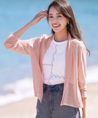 Tiaclasse L 【小倉優子さん着用・UVケア・接触冷感】ショートトッパーカーディガン ピンク