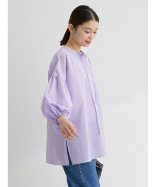 Green Parks 綿麻混紐付きデザインブラウス Light Purple