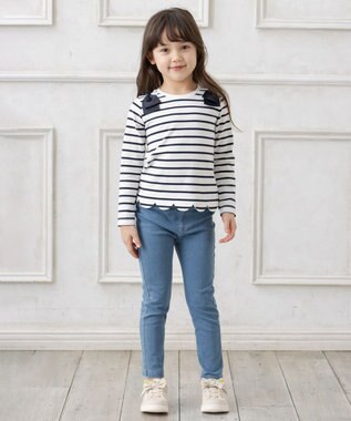 ANY KIDS カット デニム パンツ ブルー