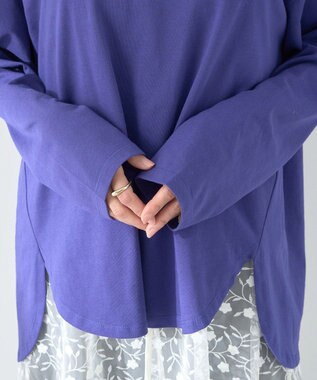 earth music&ecology ラウンドルーズロンＴ Blue